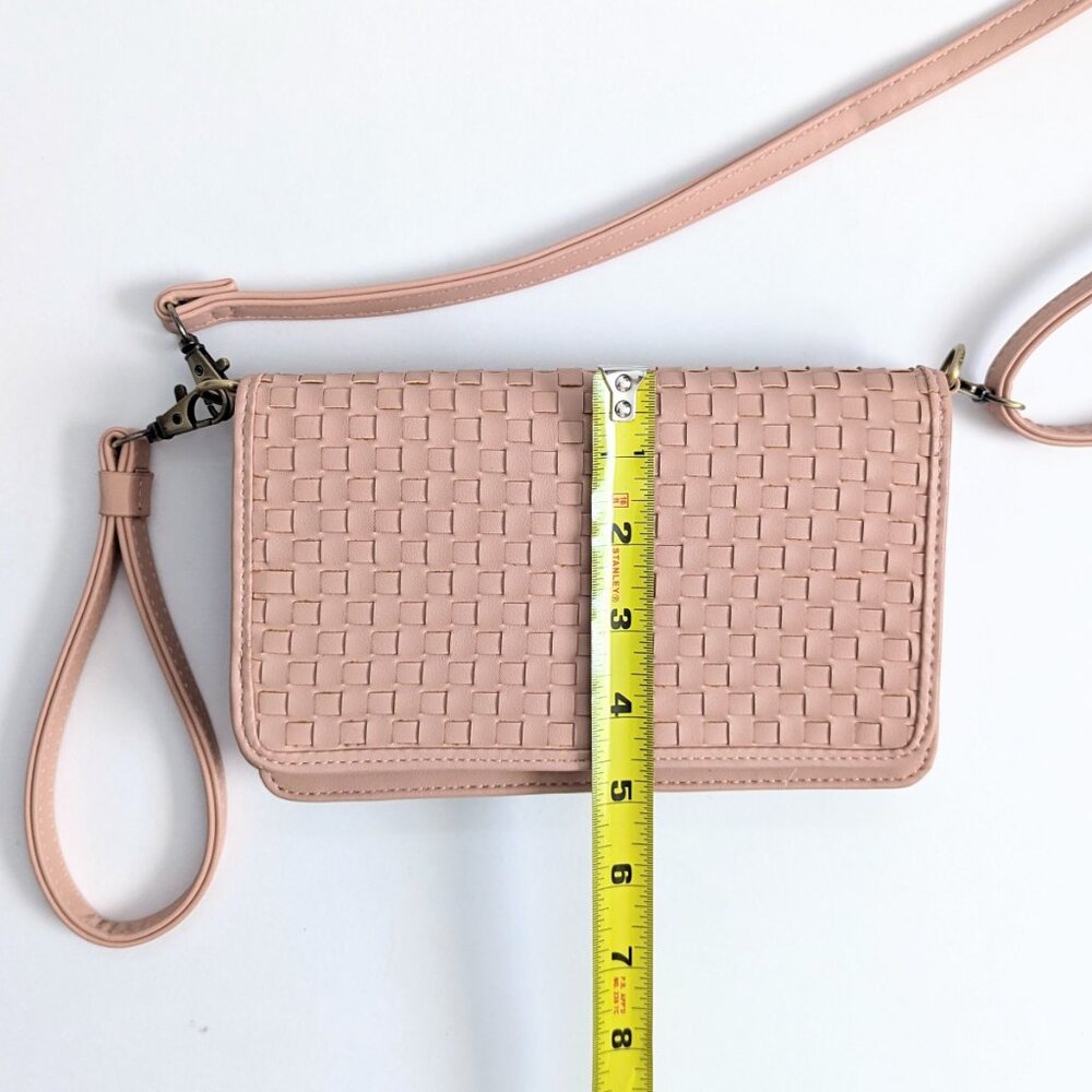 Joy Susan Pastel Pink Woven Crossbody Clutch Purse Wristlet Feminine Small Girly - Picture 12 of 12